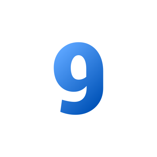 Number 9 Generic gradient fill icon