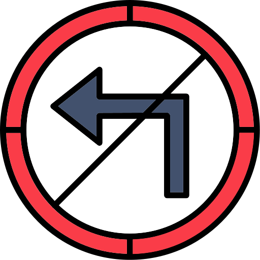 No turn left free icon