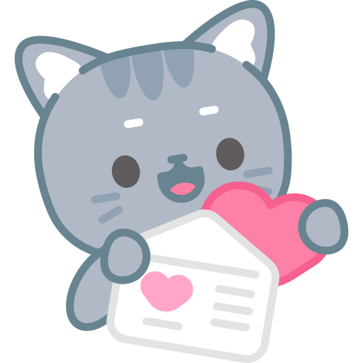 Cute Blue Anime Cat with Bow Sticker - Free Digital PNG Stickers