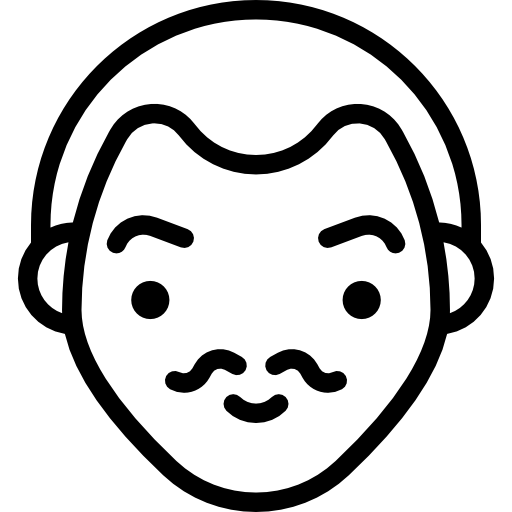 hombre con bigote sonriendo icono gratis