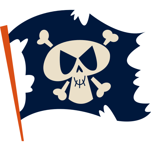 Un Cráneo Y La Bandera Pirata De Dibujos Animados Ilustración