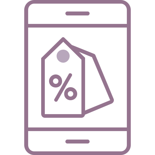 descuento en línea icono gratis