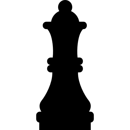 Ícone da rainha do xadrez. símbolo da rainha do xadrez dourado em