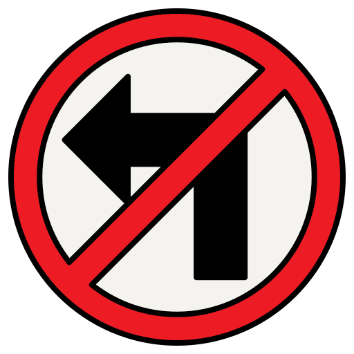 No Turn Left Generic Color Lineal-color Icon