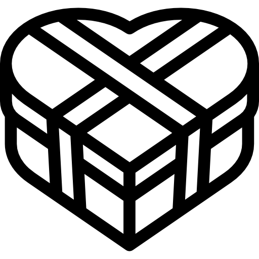 caja de regalo en forma de corazón icono gratis