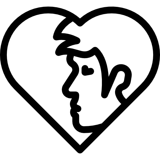 hombre en un corazón icono gratis