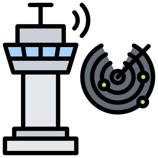 control de tráfico aéreo icono gratis