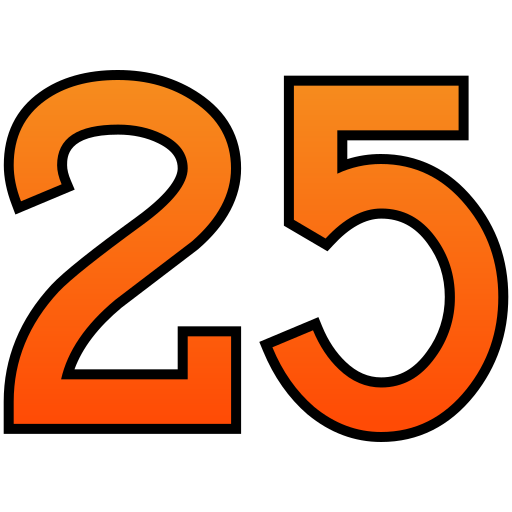 número 25 grátis ícone número 25 grátis ícone