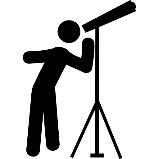 Man looking by a telescope free icon