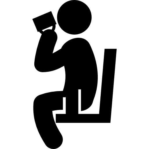 Person sitting and drinking free icon