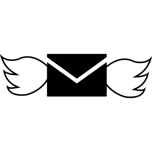 Envelope with wings free icon