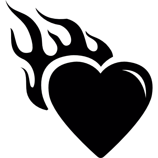 delinear o ícone de coração ardente. silhueta de coração com fogo