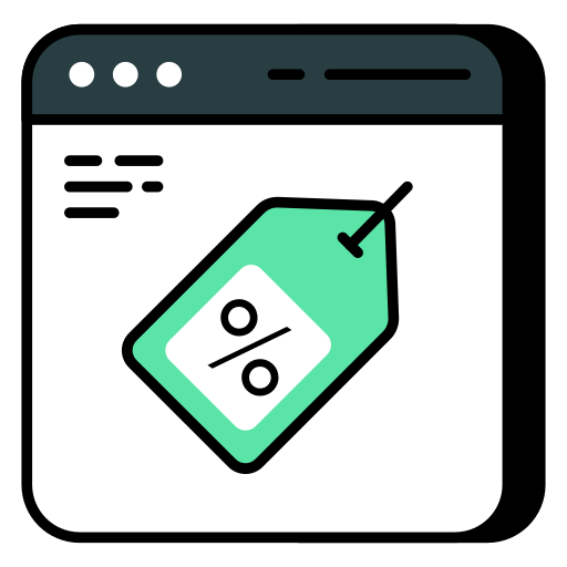 descuento en línea icono gratis