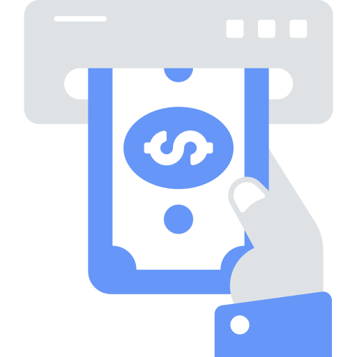 retiro de efectivo de cajero automático icono gratis