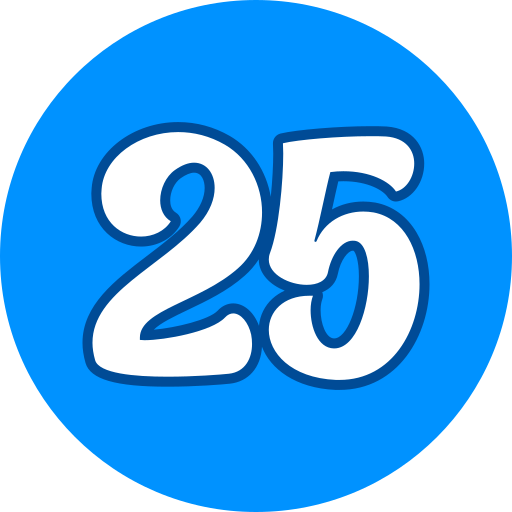 número 25 icono gratis