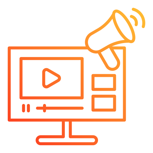 publicidad en vídeo icono gratis