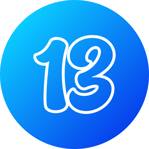 número 13 icono gratis