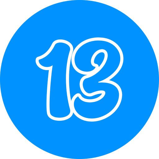 número 13 icono gratis