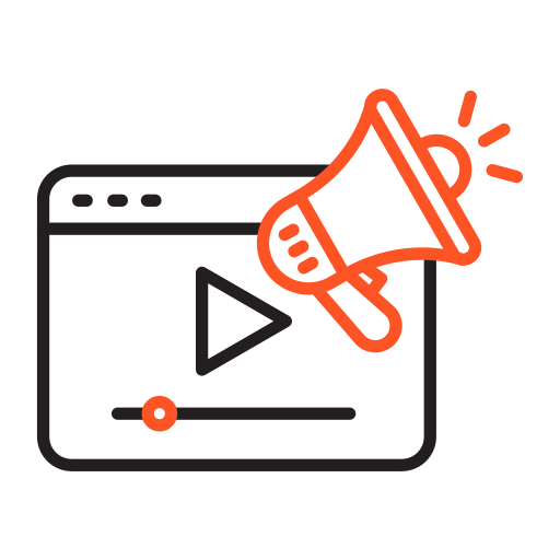 publicidad en vídeo icono gratis