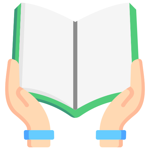 Icon of an open book. Hands holding an open book - vector image