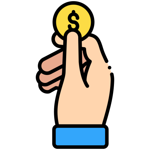 Hand and coin free icon Hand and coin free icon