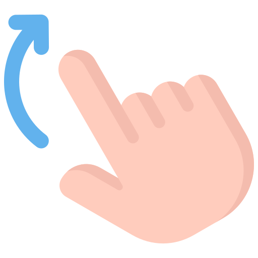 Flick up gesture color icon. Touchscreen gesturing. Human hand and