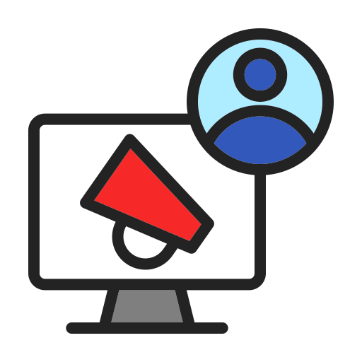 mercadeo en línea icono gratis