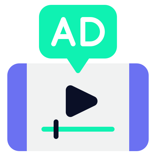 publicidad en vídeo icono gratis