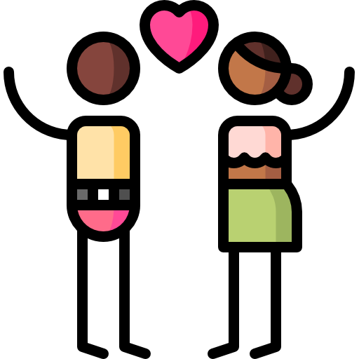 Romance Puppet Characters Lineal Color icon