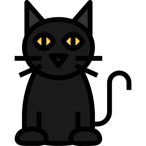 Black cat, cartoon, cat, cute, halloween, horror icon - Download on