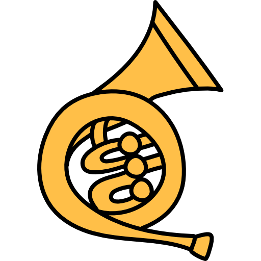 French horn Hand Drawn Color icon