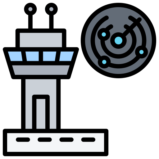 control de tráfico aéreo icono gratis