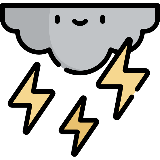 Thunder Kawaii Lineal color icon