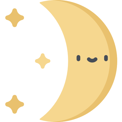 Crescent moon Kawaii Flat icon