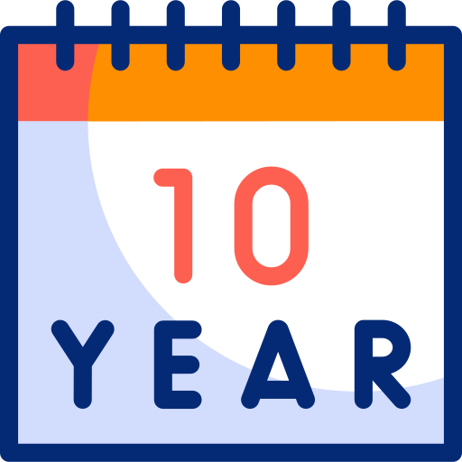 10 años icono gratis