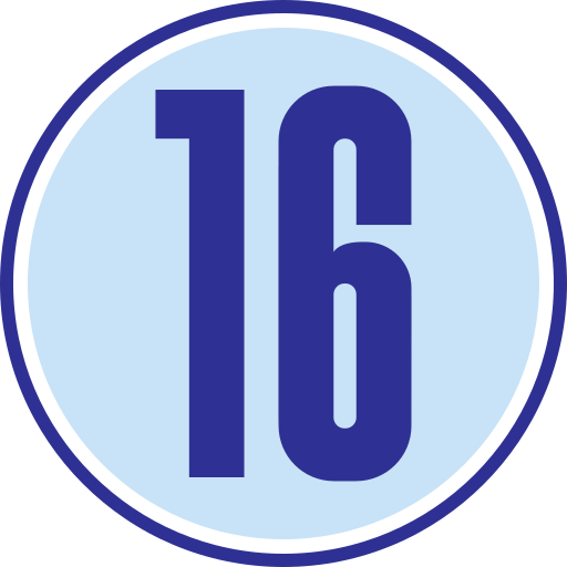 dieciséis icono gratis