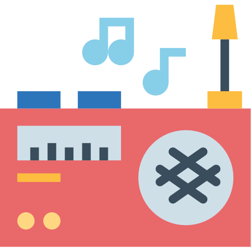 animated clipart radio and musical notes