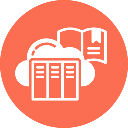 biblioteca en la nube icono gratis