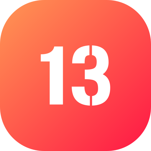 número 13 icono gratis