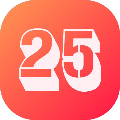 número 25 grátis ícone