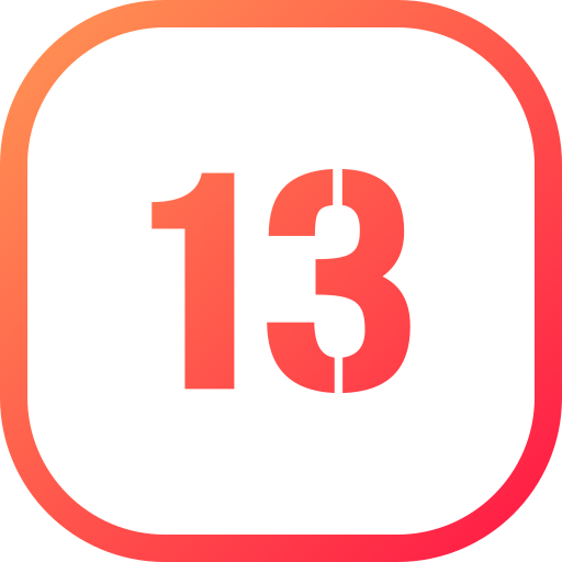 número 13 icono gratis