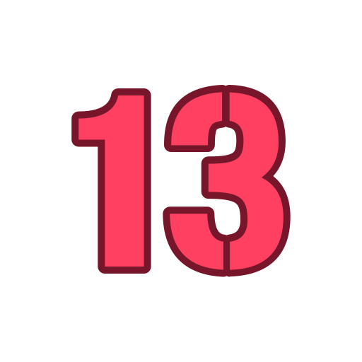 número 13 icono gratis