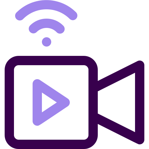 vídeo transmitido en vivo icono gratis