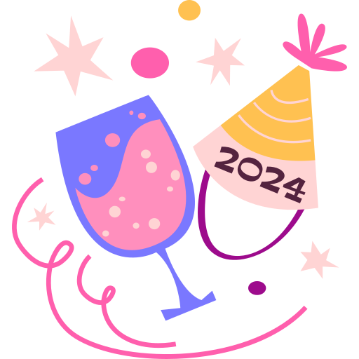 New year 2024 Stickers Free birthday and party Stickers