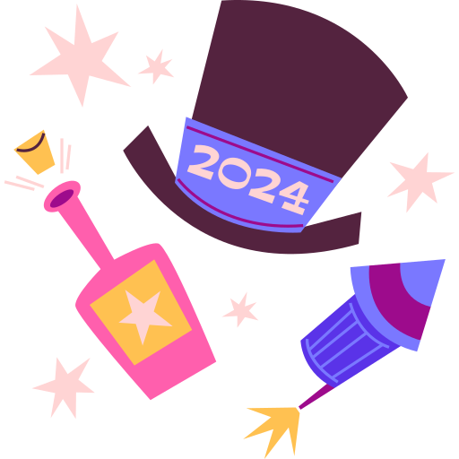 New year 2024 Stickers Free birthday and party Stickers