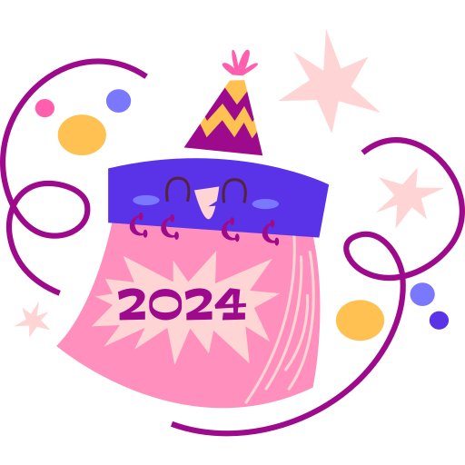 2024 Happy New Stickers PNG