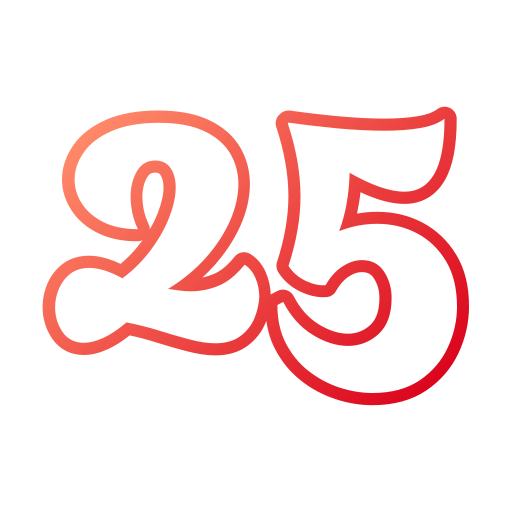 número 25 grátis ícone