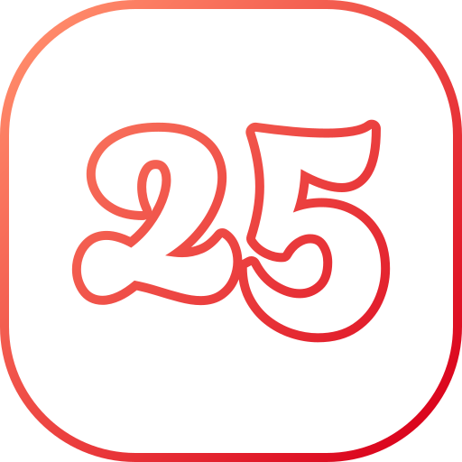 número 25 grátis ícone número 25 grátis ícone