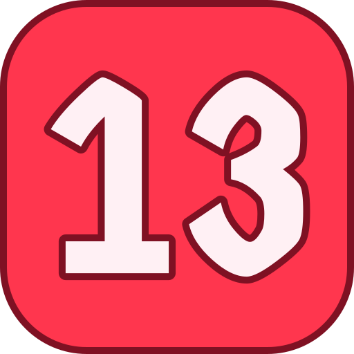 número 13 icono gratis