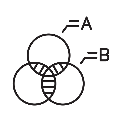 diagrama de venn de tres círculos. icono gratis